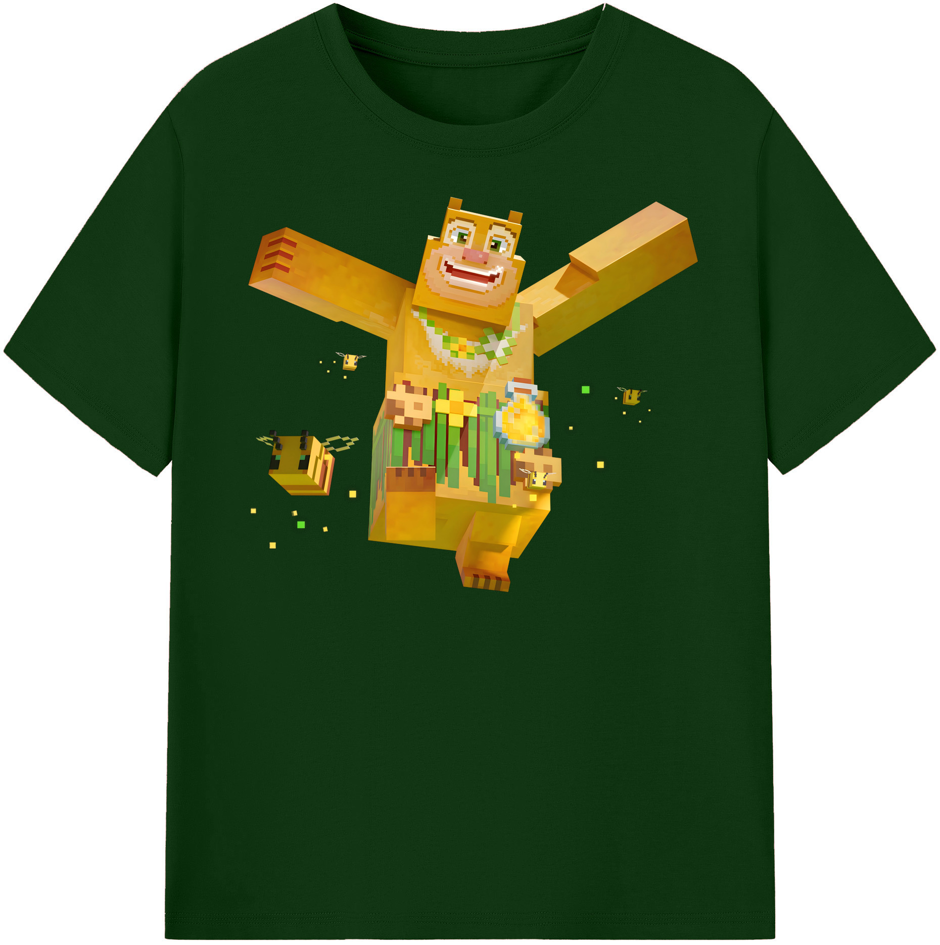 （画像用） マインクラフト ブロックの世界 Minecraft MC Block world 綿100％半袖Tシャツ（フロントプリント）